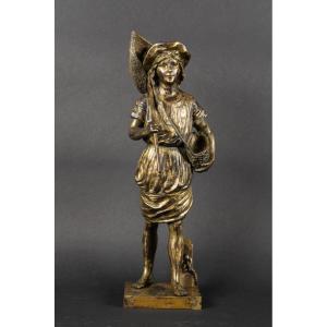 Shrimp Fisherwoman, Jean-françois Garnier (1853-1910), Bronze, France, Late 19th Century. 