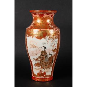 Vase With Figures And Phoenix, Kosen - Matsubara, Kutani, Japan, Meiji Period (1868-1912). 