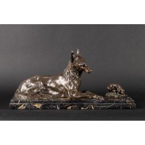 Pair Of Shepherds, Silvered Bronze, H. Varnier, France, 19th-20th Century.  