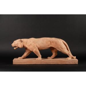 Walking Tiger, Henri Bargas, Art Deco, France, 1920s-1930s.