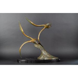 Pair Of Seagulls, Rulas, Art Deco, 1920s-1930s.