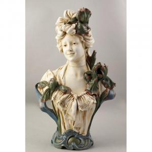 Bust Of Lady, Art Nouveau, Royal Dux, Around 1900
