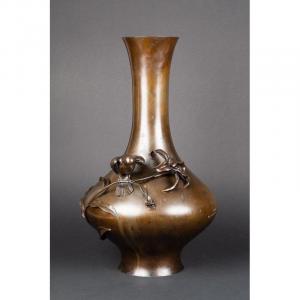 Vase With A Bird, Maruki Company, Meiji Japan 19th Century