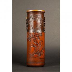 Chinese Bamboo Brush Pot, Qing Dynasty, 18th / 19th Century.