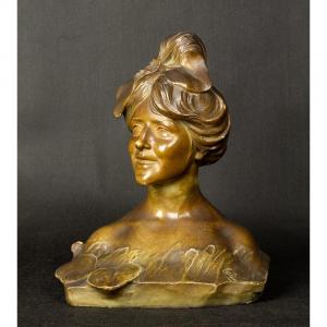 Bust Of Nymph, Terracotta, Art Nouveau, Around 1900.