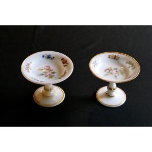 Opalines - Pair Of Cups On Pedestal - Napoleon III