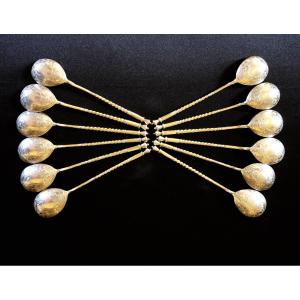 19th Century Russian Art - Caviar Spoons - Silverware - Tableware