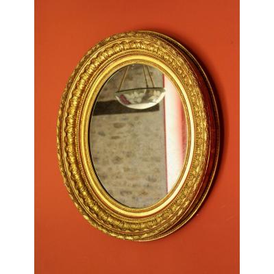 Gold Leaf Oval Mirror - Mercury Glass