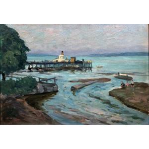 Max Landschreiber (1880-1961) German School Construction On Stilts Estuary To Be Identified