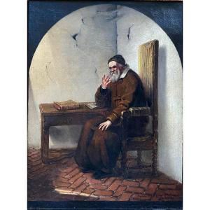 Cesare Félix Georges Dell' Acqua (1821-1905) Meditating Monk 1848 Italy
