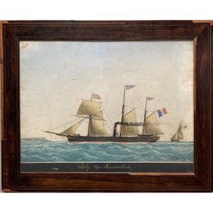 Eugène Grandin ( 1833-1919) The Mixed Steamer Isly Returning To The Port Of Le Havre 1863