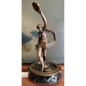 Woman With Tambourine 19th Century Bronze