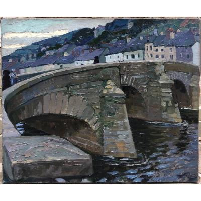 Robert BÉat 1903-1990 Basque Country Bridge And Village To Be Identified