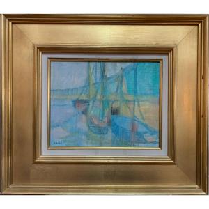 “the Port Of Dives” By Daniel Ravel (1915-2002)