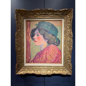 "portrait Of A Woman" By Charles Bichet (1863-1929) Dated On The Back 1913