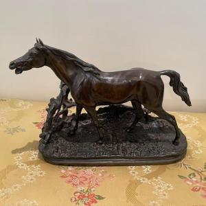Bronze By Mene " Horse At The Barrier" 