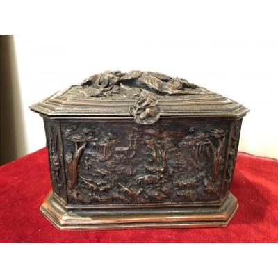 Copper Jewelry Box With Hunting Scene