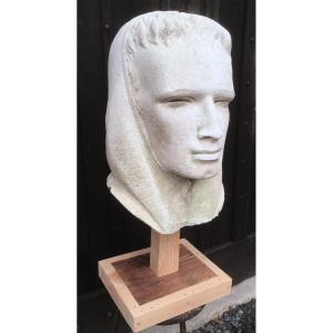 Large Monumental Bust, Monument Project, Plaster. Robert Gallay. Mid 20th Century.