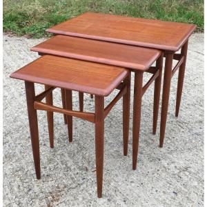 Poul Hundevad Vintage Scandinavian Rosewood Nesting Tables. Denmark 1960s.