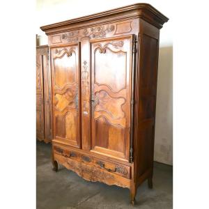 Sennecey Wardrobe Provencal Style, Walnut, Nice Ironwork. King Louis XV Style. Mid-19th