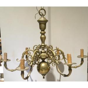 Monumental 17th-century Dutch Bronze Chandelier. Late 19th Century. 