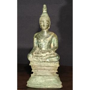 Bronze Lao Buddha With A Beautiful Green Patina. Laos, 16th-17th Century.