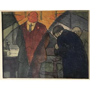 Watercolor Drawing In The Style Of Paul Iribe Or Luc. France, First Half Of The 20th Century.