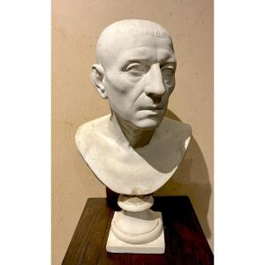 Plaster Bust Of Cicero On A Pedestal. France, Late 19th Century. 