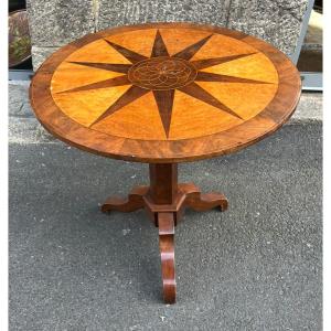 Restoration Gueridon In Colored Wood Marquetry. France, Early 19th Century.