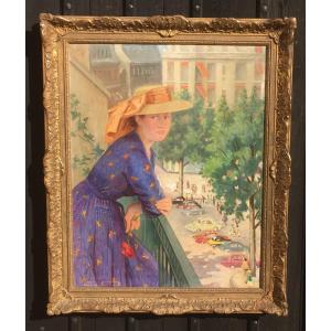 Oil On Canvas, Portrait Of A Young Woman Signed Anne Faure. France Middle 20th Century.