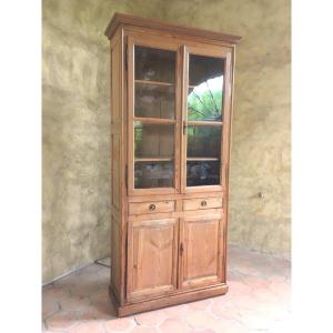Bookcase In Pitch Pine 4 Doors And 2 Drawers. France Late 19th Century.