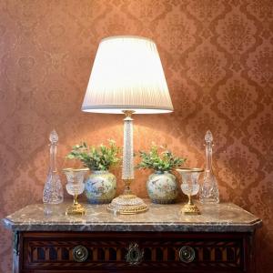 Golden Bronze And Crystal Lamp