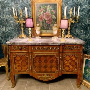 Transition Style Marquetry Chest Of Drawers - Stamped “françois Daïdé”.