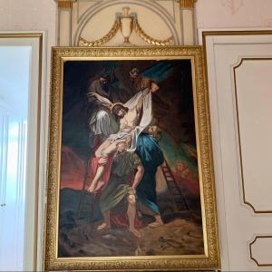 Acrylic On Canvas “the Descent From The Cross” Early XXth Century
