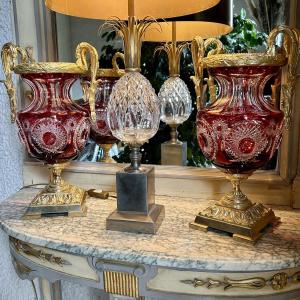 Pair Of Medici Crystal Vases - Maison Benito