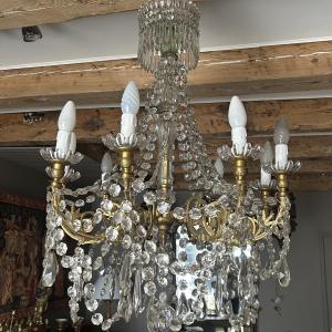 19th-century Gilded Bronze And Crystal Chandelier 