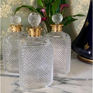 Large Carafes In Cut Crystal And Bronze 20 Th Century