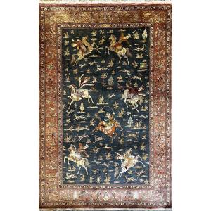 Rare Ghoum Carpet Signed, Entirely In Silk, Handmade, Circa 1980, N° 1201