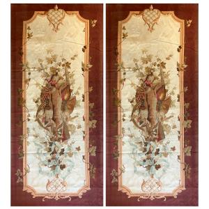 Pair Of Doors In Aubusson Tapestry - Hunting Scene - 2m90x1m32, N° 1081