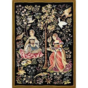 Medieval Petit Point Tapestry Around 1980 - 1m37hx1m00l - N° 1146