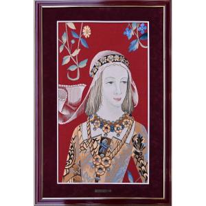 Aubusson Tapestry Painting 19th, Signed, Bolduc, The Bestaire Of The Lady With A Unicorn - No. 1391