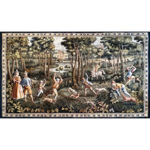 Hunting Scene - Signed Tapestry From The Aubusson Manufacture - L2m10xh1m25 - N° 1205