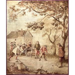 Petanque Game - Aubusson Manufacture Tapestry 19th Century - H240 X W200 Cm - No. 1141