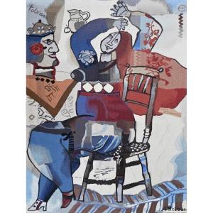 Théo Tobiasse, David And Bathsheba - Artist Sample, Aubusson Tapestry No. 1460