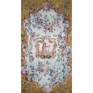 Tapestry With Central Medallion, Aubusson Manufactory, 18th Century - L100xh200cm - No. 1544