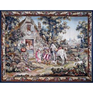 Gallant Scene, Tapestry Manufacture Aubusson XIXth Century - 216lx157h Cm - No. 1545