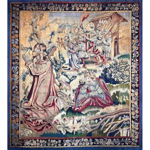 First Station, Jesus In Agony In The Garden Of Olives, French Tapestry Late 18th Century -1566