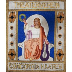 Old Embroidered Flag – Theaterverein Concordia Haaren (1902) - 66hx56l - No. 1581