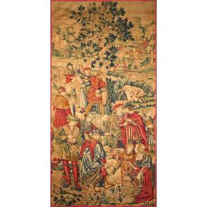 19th Century Medieval Tapestry, Pastoral Life - L135xh270 Cm - No. 1589