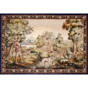 French Aubusson Tapestry 19th Century Hunting Scene - No. 1587